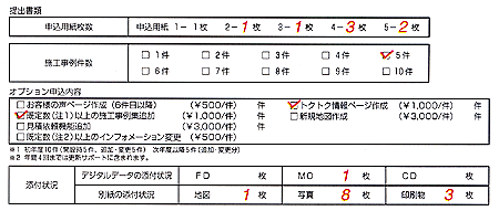 申込み内容記入例